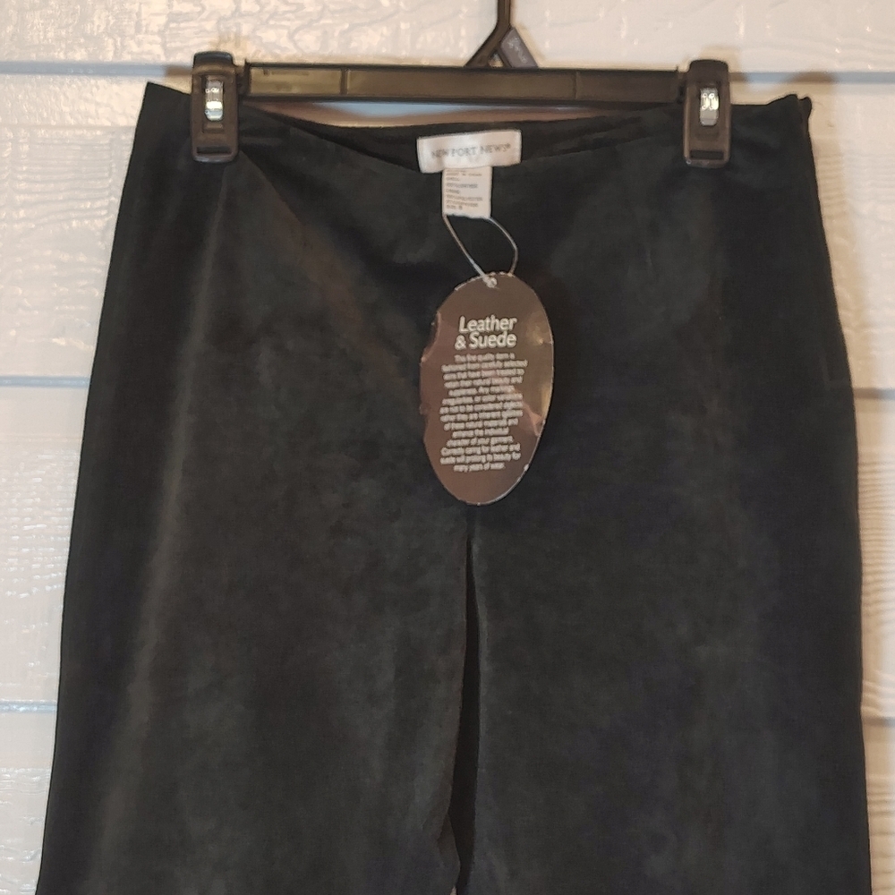 Vintage Newport News Pants Women's Sz 8 Suede Leather Straight Leg Lined Zipper - Picture 2 of 11
